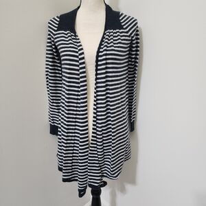 REBECCA TAYLOR Striped Open Cardigan Sweater Alpaca Blend XS Navy‎ White